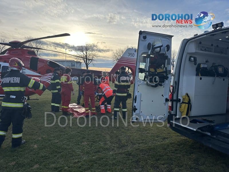 Bărbat din Suharău preluat de urgență de elicopterul SMURD de la Dorohoi - FOTO