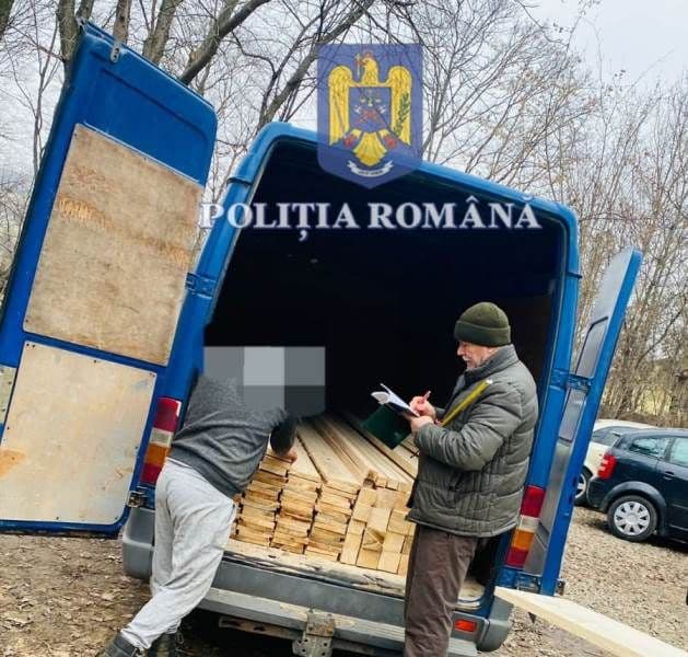 Material lemnos fără documente. Bărbat sancționat pe raza comunei Cândești - FOTO