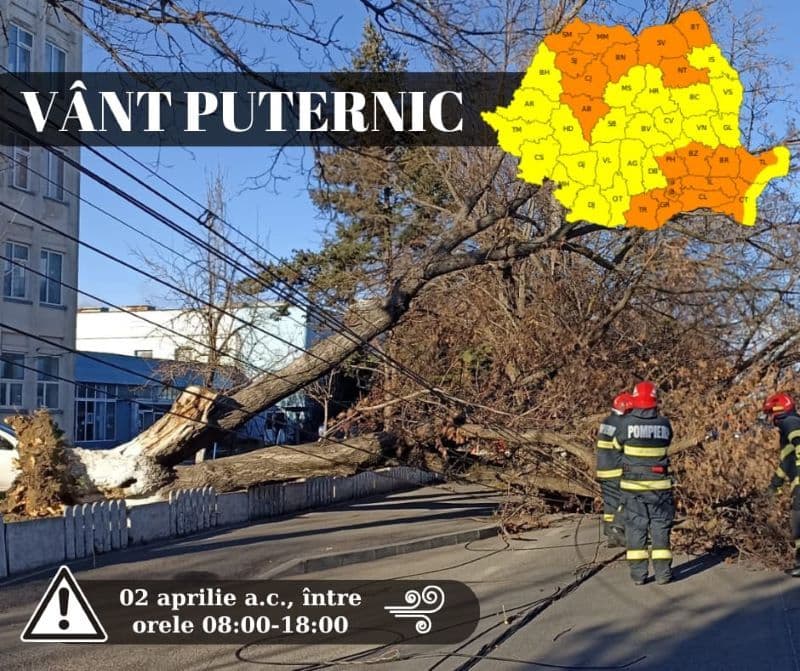 Meteorologii emis o avertizare COD PORTOCALIU de vânt pentru județul Botoșani. Rafalele vor depăși 120 km/h