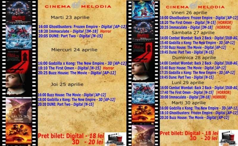 Vezi ce filme vor rula la Cinema „MELODIA” Dorohoi, în săptămâna 23 - 30 aprilie – FOTO