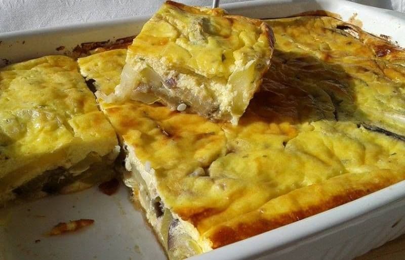 Budincă de vinete cu dovlecei