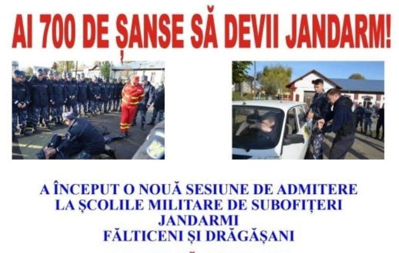 Ai 700 de șanse la dispoziție să devii jandarm! Vino în echipa noastră!