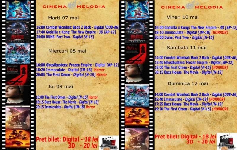 Vezi ce filme vor rula la Cinema „MELODIA” Dorohoi, în săptămâna 7 - 12 mai – FOTO