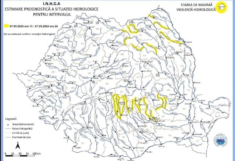 Risc de inundații pe râul Jijia și afluenții acestuia. Hidrologii au instituit Cod Galben