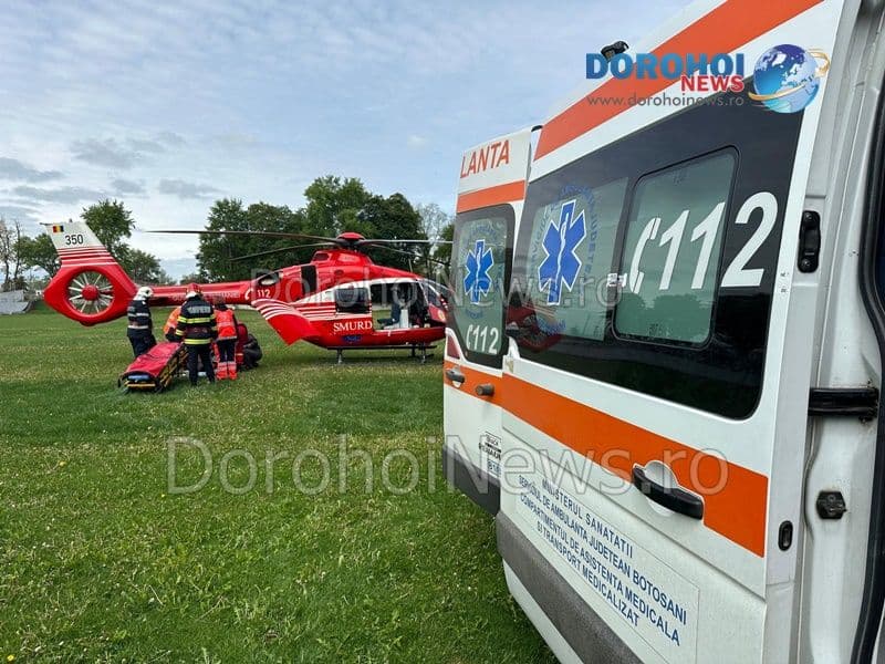 Bărbat din Cristinești preluat de urgență de elicopterul SMURD de la Dorohoi - FOTO