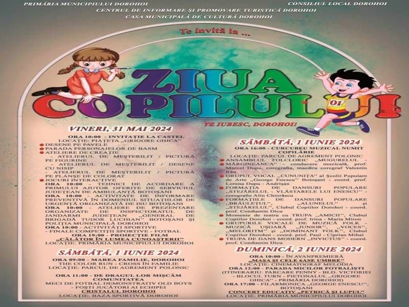 Unde ieșim în weekend-ul de Ziua Copilului 1 Iunie Dorohoi 2024