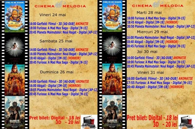 Vezi ce filme vor rula la Cinema „MELODIA” Dorohoi, în săptămâna 24 - 31 mai – FOTO