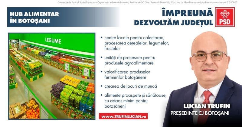 Și județul Timiș vrea să facă un hub alimentar după modelul propus de Lucian Trufin la Botoșani!