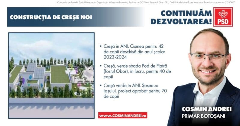 Primarul Cosmin Andrei pe șantierul creșei care se construiește în zona fostului Obor: „Anul viitor vom deschide această creșă verde pentru 40 de copi