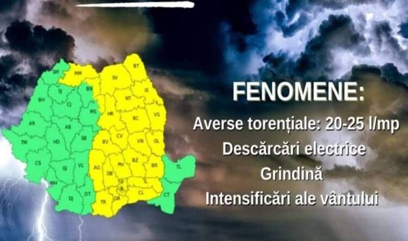 Ploi torențiale, vijelii și grindină astăzi în județul Botoșani!