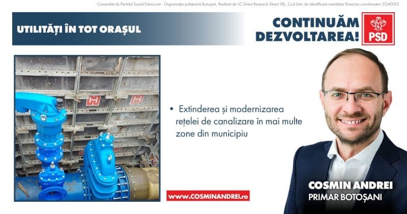 Cosmin Andrei: „În următorul mandat voi continua programul de extindere și modernizare a utilităților publice în toate zonele din oraș”