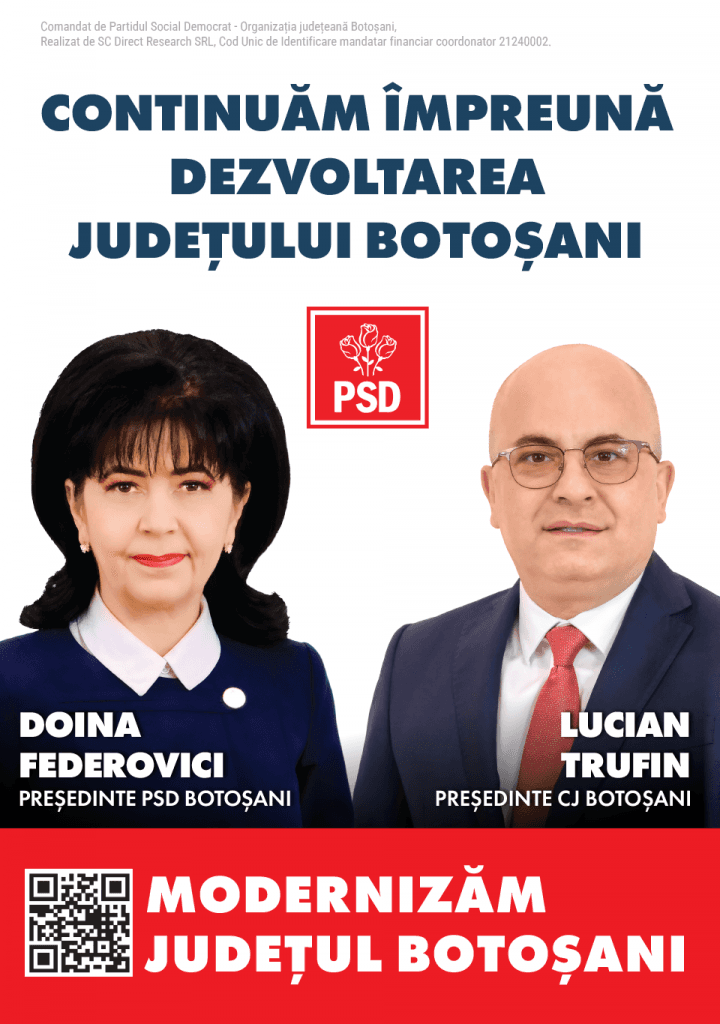 Doina Federovici: „Cosmin Andrei și Lucian Trufin sunt singurii care pot accelera dezvoltarea municipiului și județului Botoșani împreună cu echipa PS