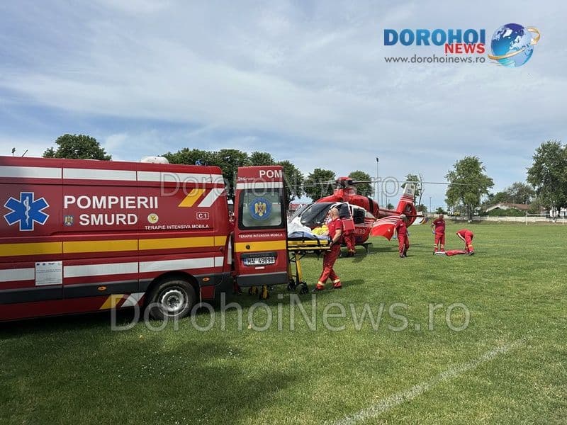 Bărbat din Bajura, Darabani, preluat de urgență de elicopterul SMURD de la Dorohoi - FOTO
