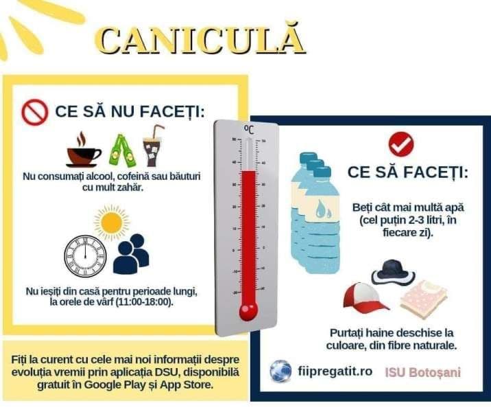Cod galben de caniculă pentru județul Botoșani