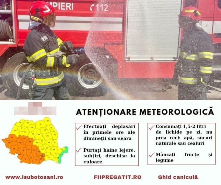 Cod galben de caniculă pentru județul Botoșani