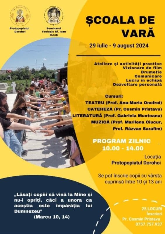 Prima ediție a Scolii de Vară „Maica Domnului – ocrotitoarea copiilor” organizată de Protopopiatul Dorohoi