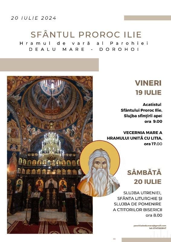 Sărbătoarea Sfântului Ilie, hramul de vară al  Parohiei  Dealu Mare - Dorohoi
