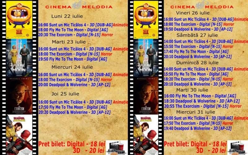 Vezi ce filme vor rula la Cinema „MELODIA” Dorohoi, în săptămâna 22 - 31 iulie – FOTO