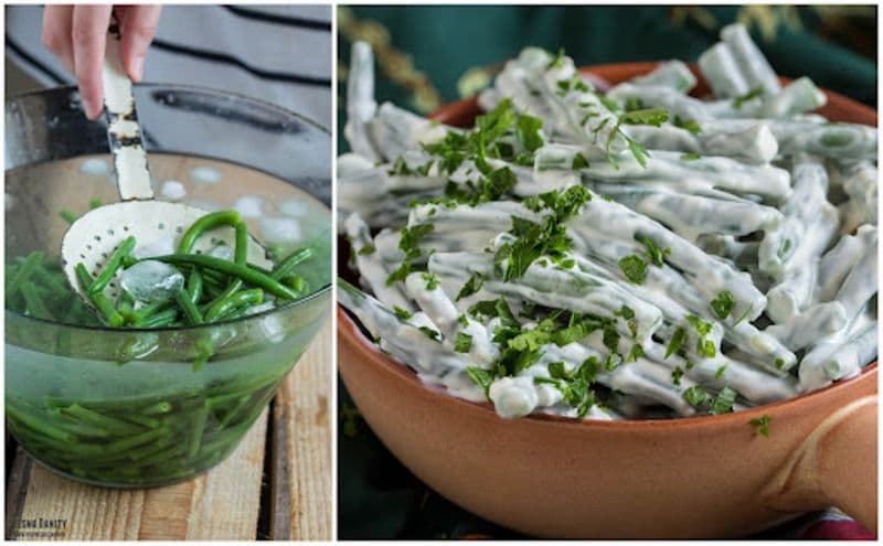 Salată de fasole verde cu iaurt și usturoi