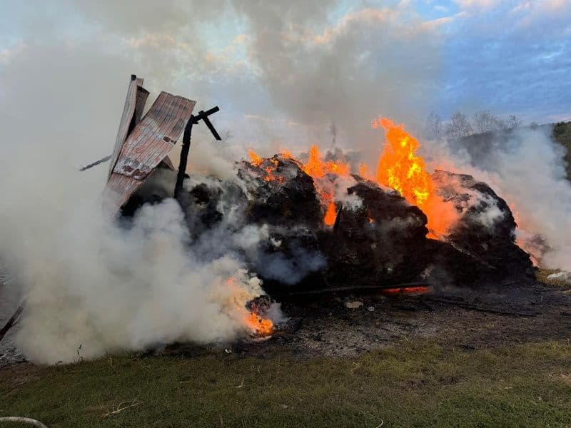 Incendiu violent la un depozit cuprins de flăcări după ce a fost lovit de trăsnet - FOTO