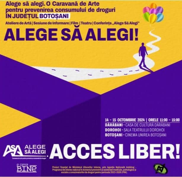 Proiectul Alege să alegi - o caravană de arte pentru prevenirea consumului de droguri ajunge la Dorohoi!