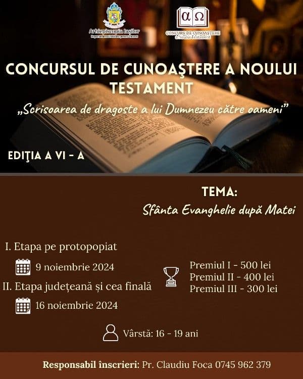 Concursul eparhial de cunoaștere a Noului Testament „Scrisoarea de dragoste a lui Dumnezeu pentru oameni”, ediția a VI-a