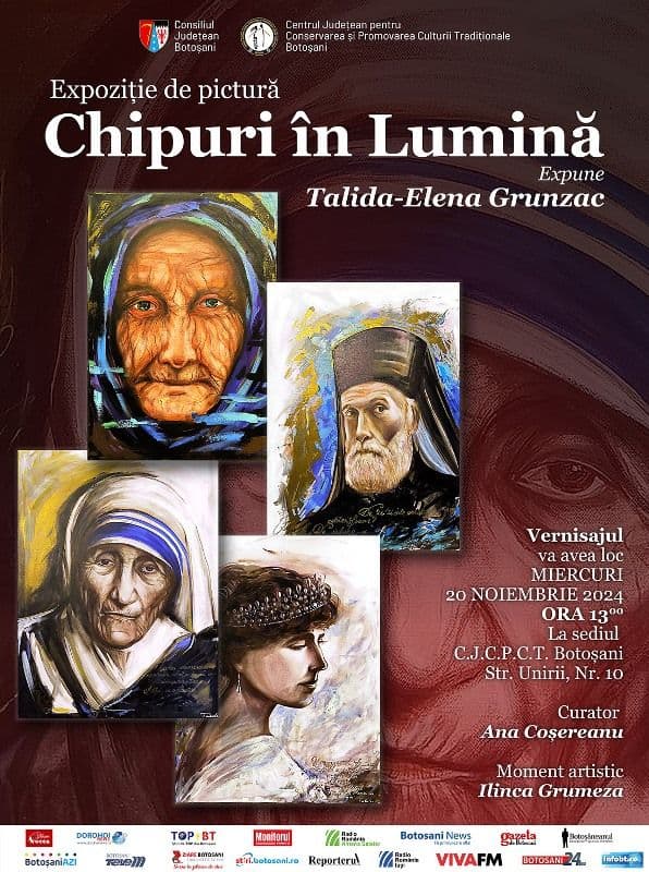 Expoziție de pictură „Chipuri în Lumină” la Centrul Județean pentru Conservarea și Promovarea Culturii Tradiționale Botoșani