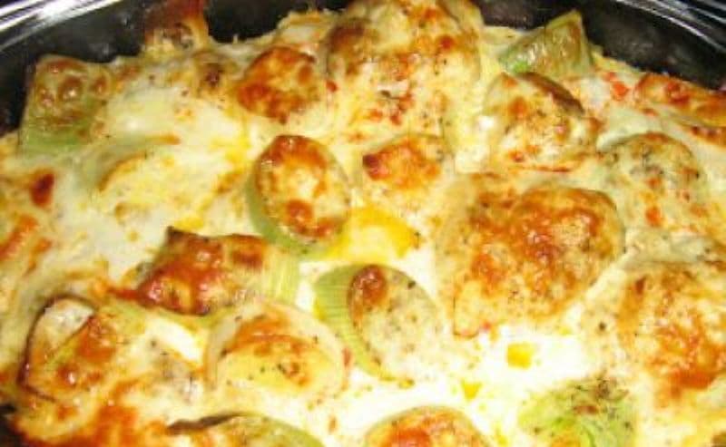 Sufleu de conopidă, praz și mozarella