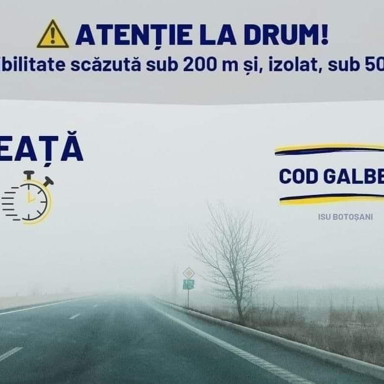 Codul galben de ceață și polei pentru judeţul Botoșani