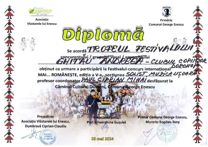 TROFEUL FESTIVALULUI Mai...romaneste - ANDREEA GHITAU - mai 2024
