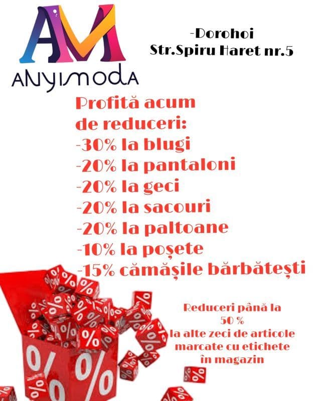 Promoțiile la Anymoda - Până la 50% reducere! Vezi până când se aplică reducerile!