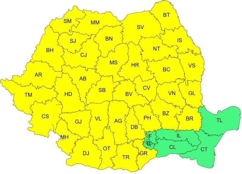 Meteorologii emis o informare vreme deosebit de rece, brumă, îngheț la sol, precipitații mixte și vânt