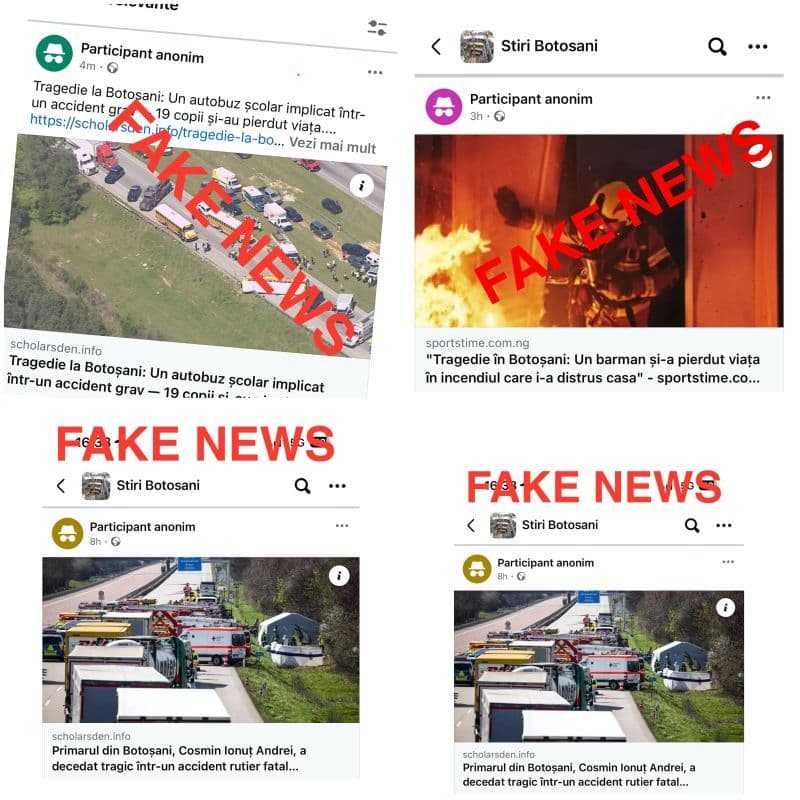 Atenție! ȘTIRI FALSE despre accidente grave, tragedii sau incidente, la Botoșani