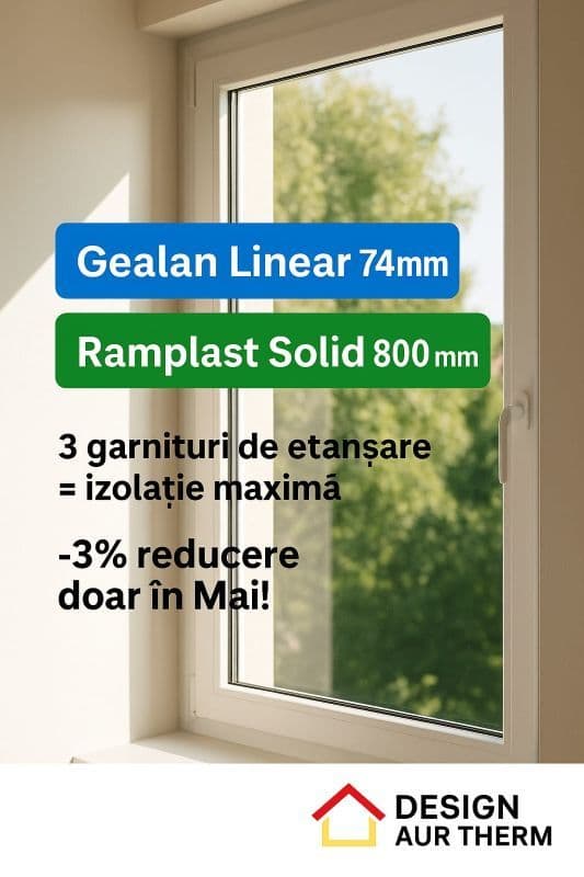 Descoperă noile profile din portofoliul Design Aur Therm. Doar în luna Mai: primești 3% reducere la ferestrele și ușile comandate!