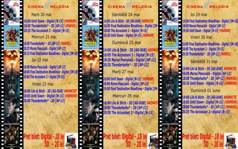 Vezi ce filme vor rula la Cinema „MELODIA” Dorohoi, în perioada 20 mai - 1 iunie – FOTO