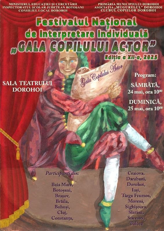 Clubul Copiilor Dorohoi vă invită la Festivalul Național „Gala Copilului Actor”, ediția a XII-a