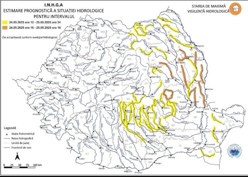 Cod galben prelungit și risc de inundații pe râul Jijia și afluenții acestuia
