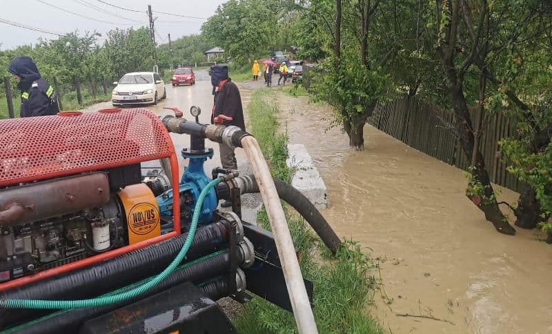 Copaci căzuți pe carosabil și gospodării inundate în Botoșani