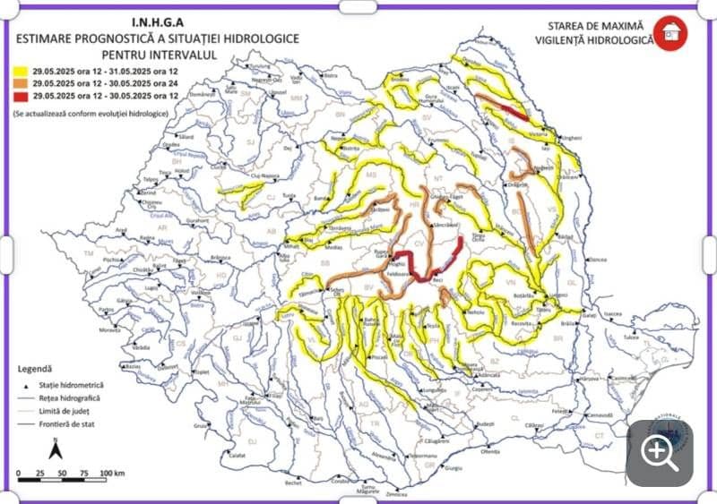 Alertă! Cod roșu de inundații pe râul Miletin și Cod Galben de inundații pe râul Jijia