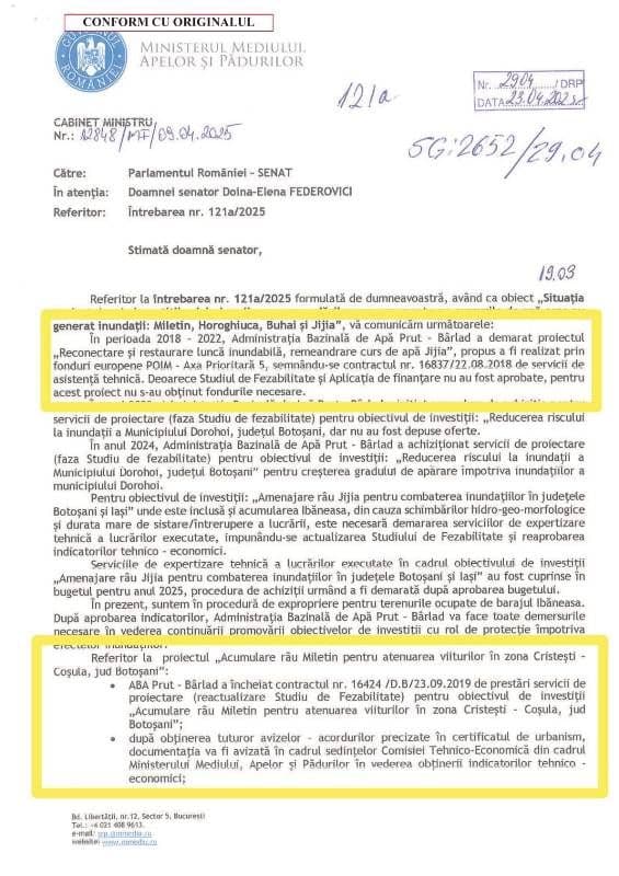 Botoșănenii, expuși inundațiilor din cauza inacțiunii Ministerului Mediului