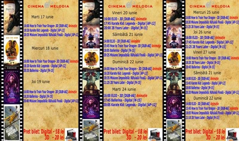 Vezi ce filme vor rula la Cinema „MELODIA” Dorohoi, în perioada 17-30 iunie – FOTO