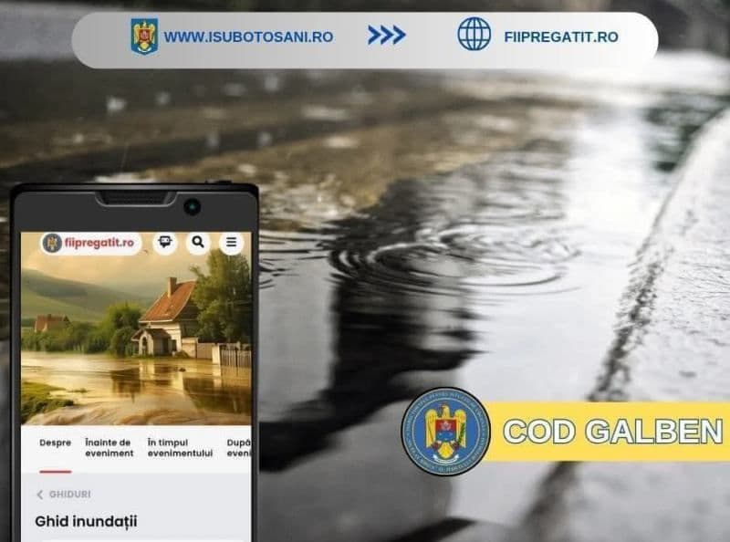 Atenție, Cod galben de ploi pentru județul Botoșani!