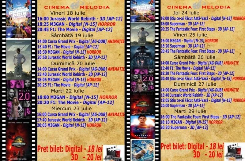 Vezi ce filme vor rula la Cinema „MELODIA” Dorohoi, în perioada 18 - 29 iulie – FOTO