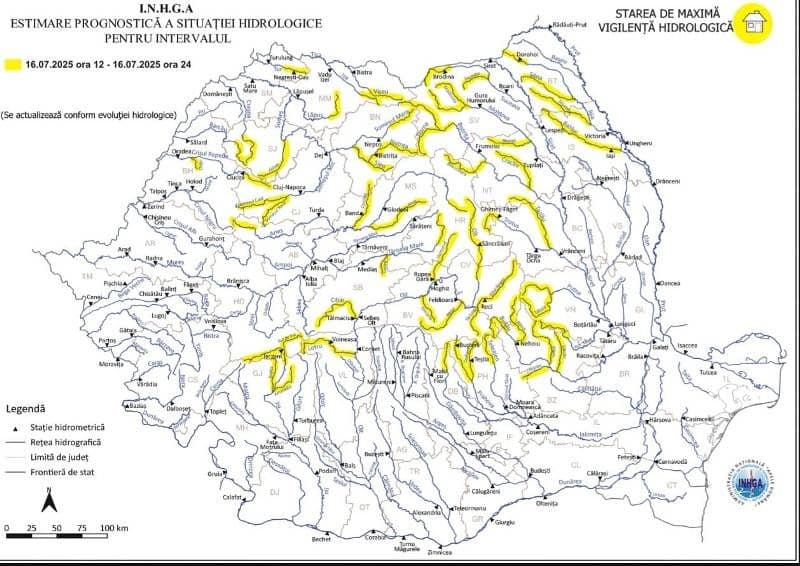 Cod Galben de inundații pe râul Jijia și afluenții acestuia
