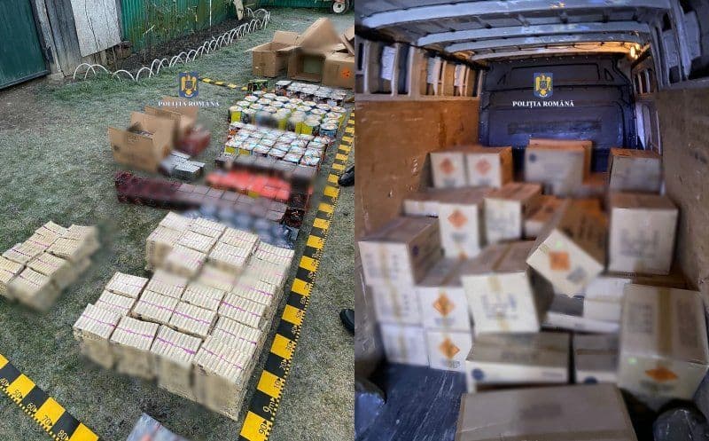 Țigări, articole pirotehnice și pesticide introduse ilegal în țară, confiscate de polițiști după percheziții domiciliare pe raza localităților Corni ș