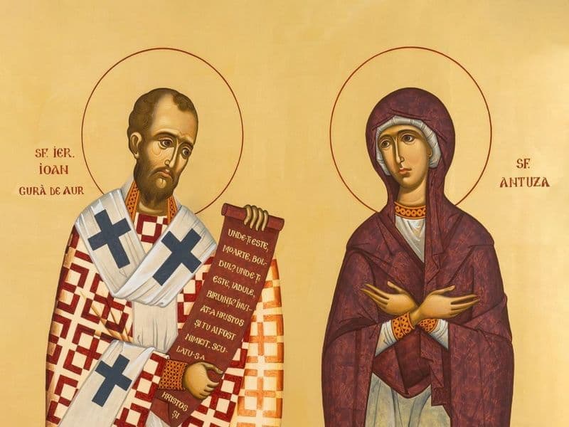 SINAXAR – 13 Noiembrie – Sfântul Ierarh Ioan Gură de Aur şi mama sa, Sfânta Antuza