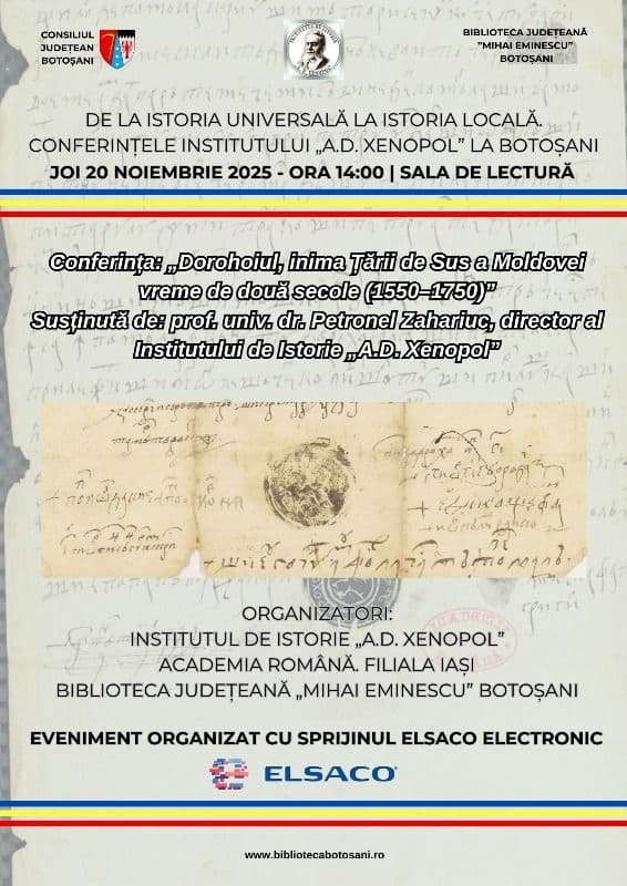 Dorohoiul, inima Țării de Sus a Moldovei vreme de două secole – Conferință a Institutului „A.D.Xenopol”
