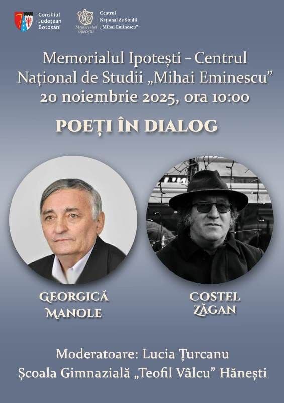 Poeți în dialog la Memorialul Ipotești: Georgică Manole – Costel Zăgan