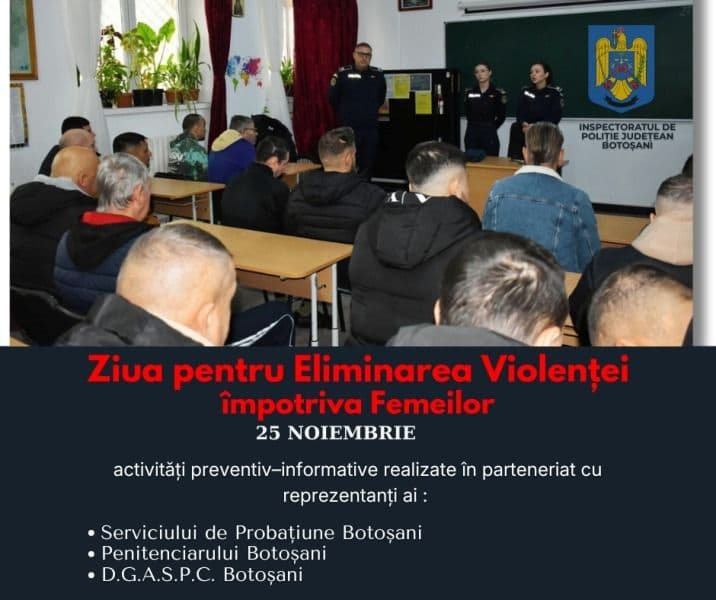 Activități preventive desfășurate de polițiști cu ocazia Zilei Internaționale pentru Eliminarea Violenței Împotriva Femeilor