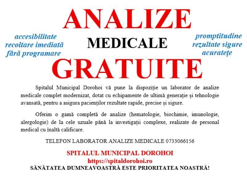 Laboratorul de Analize Medicale al Spitalului Municipal Dorohoi. Performanță, precizie și încredere – aproape de tine!